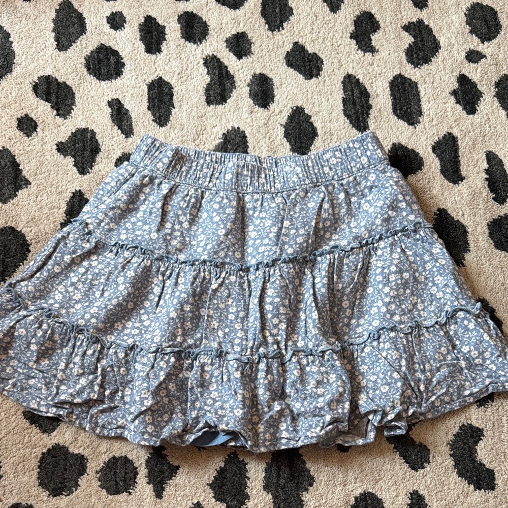 abercrombie kids Blue Floral Tiered Ruffle Skort